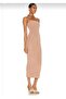 Women's Beige Strapless Lined No Inner Show Silk Jersey Midi Dress - 2