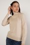 Women's Beige 100% Organic Cotton Turtleneck Sweater Trist-6103