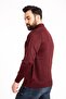 Men's Burgundy Thin Wool Knitwear Knitted Polo Neck Dad Sweater - 4