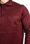 Men's Burgundy Thin Wool Knitwear Knitted Polo Neck Dad Sweater - 5