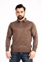 Men's Brown Thin Wool Knitwear Knitted Polo Collar Dad Sweater