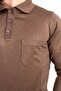 Men's Brown Thin Wool Knitwear Knitted Polo Collar Dad Sweater - 5