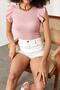 Women's Pink Sleeves Frilly Camisole Blouse 1YZK2-11708-20