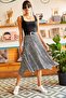 Women's Black Floral Asymmetrical Patterned Skirt ETK-19000122