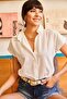 Women's Ecru Bat Linen Shirt GML-19000831