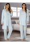 Women's Effort Fuchsia Maternity Long Sleeve Pajama Set with Dressing Gown 2401 - 4