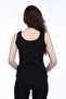 Women's Black Ribbed Boat Neck Camisole Knitted Athlete - 3