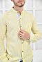 Men's Yellow Linen Modern Fit Sleeves Foldable Shirt with Pockets F5159 - 2