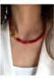 Women's Gold Leaf Red Czech Crystal Special Design Sports Necklace - 3