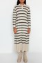 Indigo Polo Collar Striped Knitwear Dress TCTAW22EB0212 - 3