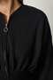 Women's Black Zippered Raised Crop Knitted Sweatshirt HF00442 - 4