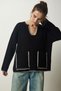 Women's Black Stitching Detailed Pocket Knitwear Sweater PF00047 - 4