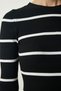 Women's Black Ribbed Striped Saran Knitwear Dress NS00397 - 5