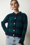 Women's Navy Blue Green Stylish Buttoned Striped Knitwear Cardigan NF00078 - 3