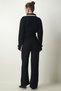Women's Black Stripe Detailed Knitwear Jacket Trousers Suit WF00061 - 11