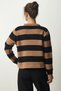 Women's Biscuit Black Stylish Buttoned Striped Knitwear Cardigan NF00078 - 5