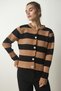 Women's Biscuit Black Stylish Buttoned Striped Knitwear Cardigan NF00078 - 2