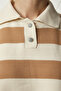 Women's Cream Biscuit Stylish Buttoned Collar Striped Crop Knitwear Sweater BV00115 - 4