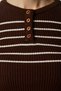 Women's Brown Cream Buttoned Collar Ribbed Crop Knitwear Blouse NF00077 - 5