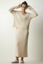Women's Cream Ribbed Sweater Skirt Knitwear Set YY00188 - 3
