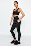 Black Extra Tummy-Slimming Layered Matte Full-Length Knitted Sculpting Leggings THMAW24TY00026 - 2
