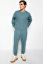 Petrol Oversize/Wide Cut Cycling Fleece/Warm Sweatshirt Tracksuit Set Tmnaw24Em00005 - 3