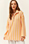 Women's Pink Zippered Oversize Jacquard Sweatshirt SWT-19000638 - 5