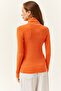 Women's Orange Turtleneck Finger Detailed Lycra Blouse BLZ-19001644 - 2
