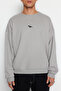 Gri Bisiklet Yaka Oversize/Geniş Kesim İçi Polar Dinozor Nakış Sweatshirt TMNAW24SW00064 - 4
