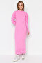 Pink Unlined Plain Knitwear Rib/Camisole Dress Tctaw23Eb00047 - 2