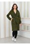 New Season Double Breasted Collar Lining Detailed Long Stamp Coat - 3