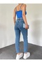 High Waist Blue Mom Jeans 100% Cotton Stretchy Jeans