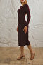 Women's Viscose Polka Dot Slit Shoulder Detailed Midi Dress - 4