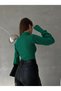Women's Sleeve Button Detailed Turtleneck Turtleneck Ribbed Knitwear Blouse (Coloured) - 6