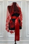 Red Bridal Veil Set, Glass Beads and Sequins Printed Henna Veil Set 6 Pieces