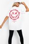 Thorn Face White Oversize Back Printed Short Sleeve T-shirt