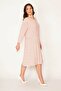Women's Large Size Red Stripe Detailed Dress 65n22436 - 3