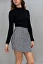 Women's Winter Shorts Skirt White-Black Houndstooth - 3