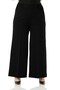 Large Size Mayra Side Pocket Dumbbell Crepe Wide Leg Trousers - Black