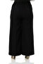 Large Size Mayra Side Pocket Dumbbell Crepe Wide Leg Trousers - Black - 4