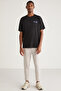 Dalton Men's - Printed Black Oversize T-shirt 100% Cotton - 3