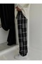 Black and White Striped Checked Comfortable Unisex Loose-Fit Plaid Patterned Sweatpants - 2