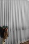 Ecru Tulle Curtain Horizontal Straight Silver Stripes 1/3 Dense Pleats Wrinkle-Free No Ironing Required - 6