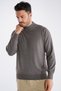 Men's Milk Brown 100% Cotton Half Turtleneck Knitwear Sweater Trıst-1104
