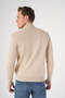 Men's Beige 100% Cotton Half Turtleneck Knitwear Sweater Trist-1104 - 3