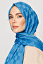 Blue Checkerboard Pattern Silky Jacquard Shawl