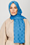 Blue Checkerboard Pattern Silky Jacquard Shawl - 5