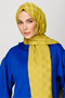 Oliv Green Checkerboard Pattern Silky Jacquard Shawl - 4