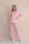 Pink V-neck Soft Fabric Maternity Tracksuit Set - 3