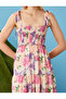 Floral Long Dress with Gipe Detail - 5